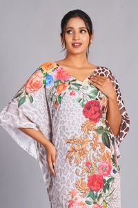 Hand Block Print Cotton <b>Kaftan</b> Dress, Floral Maxi <b>Plus</b> <b>Size</b>, Winter Style Gifts, Valentines Clothing Great Price - Product Image 3