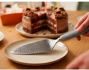 Modern Cake Knife <b>Set</b> With Blue Handle And Non Stick Steel Blade 2 Piece For Serving Use Wedding Catering And Parties - Product Image 5