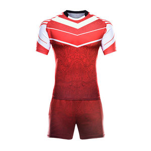 Custom Sublimated Red White Soccer Jersey Set Men's Short Sleeve Moisture Wicking Polyester Uniform All Seasons Athletic Fit - Product Image 1