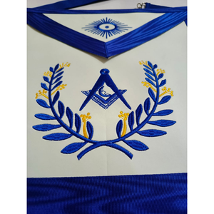 Freemason Apron Collar <b>Gloves</b> Set Embroidered Blue White Masonic Regalia Classical Style Junior Decan Officer set - Product Image 5