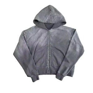 Sweat à capuche surdimensionné vintage en coton épais 460 g/m² délavé à l'acide pour homme - Product Image 1