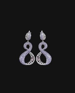Elegantes Pendientes Largos Geométricos de Moda con Micro Pavé de Circonitas Cúbicas en Rosa y Verde, Diseño Infinito, Venta al por Mayor, Joyería para Fiesta, Regalo para Mujer - Product Image 3