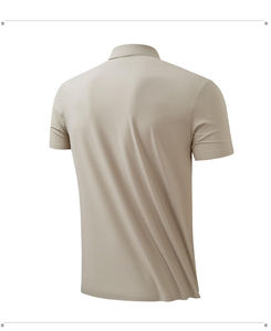 Camiseta de Manga Corta para Hombre, Color Sólido, Secado Rápido, Transpirable, 100% Algodón, Cuello Camisero, Informal, para Invierno, Beige, Tejida - Product Image 4