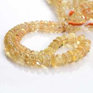 Cuentas de Citrino Natural, Lisas, en Forma de Rondelle, Color Amarillo Claro, para Joyería, Hilo de Piedras Sueltas de Alta Calidad - Product Image 1