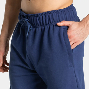 Pantalon cargo en molleton bleu marine pour homme, taille élastique avec cordon de serrage, plusieurs poches, style streetwear décontracté, poids moyen, style automne - Product Image 2