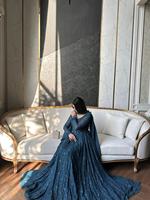 Ensemble de robe et dupatta en soie Georgette brodée, tissée à la main, réversible et extensible, de qualité supérieure, pour femme, style ethnique traditionnel