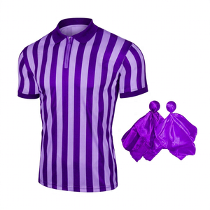 Camiseta de Árbitro de Fútbol Unisex, Negra y Blanca, Estampada, Manga Corta, Cuello con Cremallera, Transpirable, Poliéster, Tallas Grandes, para Adultos, Todas las Temporadas - Product Image 2