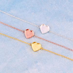 Handmade 925 <b>Silver</b> 18K Gold 10mm Heart Blank Bezel Cup Chain <b>Bracelet</b> Setting Breastmilk Keepsake DIY Resin Jewelry Bag - Product Image 3