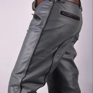 Pantalones de Motociclista de Cuero Genuino para Hombre, de Alta Calidad, Corte Ajustado, para Carreras, Negros, OEM, Personalizados, al por Mayor, Listos para Enviar - Product Image 1