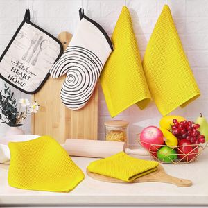 Asciugamani da Cucina Ultra Morbidi 100% Cotone a Nido d'Ape, Asciugatura Rapida, 30x30 cm, Confezione da 6, Gialli - Product Image 5