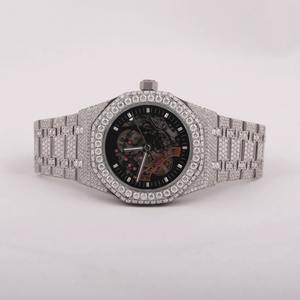 Reloj Deportivo de Lujo para Hombre, 41 mm, Esfera Redonda con Incrustaciones de Diamantes Moissanite, Logotipo Personalizado, Colección Hip Hop, Acero Inoxidable - Product Image 1