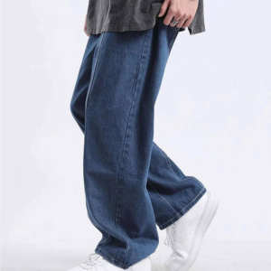กางเกงยีนส์เดนิมทรงตรงเอวกลางสำหรับผู้ชาย คุณภาพสูงแบบ OEM ขนาดสั่งทำพิเศษ ตกแต่งกระเป๋าขนาดใหญ่ พิมพ์ลาย สกินนี่ - Product Image 2