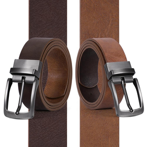 Cinturón Formal de Cuero Genuino Marrón Sólido con Hebilla Rectangular Plateada de Piel de Vaca, Cinturón de Vestir Duradero para Hombre - Product Image 5