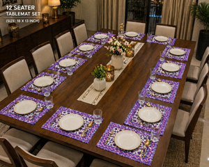 Ensemble de sets de table en coton blanc imprimé au bloc à la main Bagru violet, couleur végétale, qualité export, lavable, collection chef-d'œuvre - Product Image 6