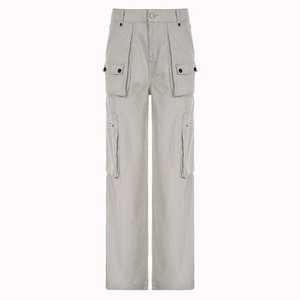High <b>Waist</b> Plus Size Women's Cargo Pants Full Length Loose Fit Solid Color Cotton Casual <b>Elastic</b> <b>Waist</b> Style - Product Image 6
