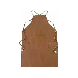 Tablier en cuir tressé jaune avec poche avant et bretelles réglables pour la cuisine et le travail - Product Image 2
