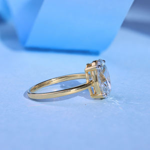 Star Dust 14K Gold Oval Cut Certified Lab Grown Diamond Classic Accent para anillo de compromiso de aniversario de boda - Product Image 2