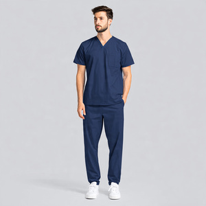 Premium Quality Knitted Hospital Uniforms Medical <b>Scrubs</b> Nurse Short Sleeve Top <b>Scrub</b> Suit Breathable Comfortable Unisex - Product Image 2