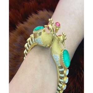 กำไลข้อมือแบบเปิดได้ชุบทองคำขาวประดับมอยส์ซาไนต์สไตล์โบราณสวยงาม เหมาะสำหรับงานต่างๆ ชุดกำไลสองคู่สำหรับผู้หญิงและเด็กผู้หญิง - Product Image 2