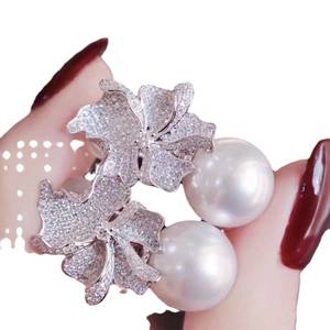 Pendientes Colgantes de Perlas Naturales de Color Púrpura Emperador, Versátiles, con Esencia de Amor, en Oro de 18 Quilates, Nueva Colección Primavera/Verano, 9-10 mm, Redondos, Combinación Perfecta - Product Image 4