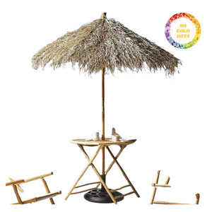 Cubierta de sombrilla plegable popular de hierba sintética para bar de playa - Product Image 2