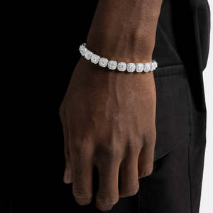 Bracelet tennis en argent sterling 925 avec moissanite VVS, halo octogonal, style Iced Out, luxe, hip hop - Product Image 1