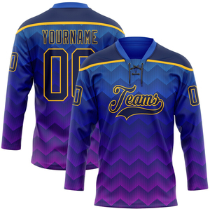 Maillots de hockey sur glace personnalisés haut de gamme, bleus, à motif géométrique, sublimés, pour l'entraînement, anti-humidité, de haute qualité, pour équipes de hockey - Product Image 5
