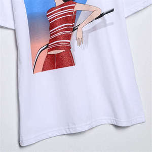 เสื้อยืดผู้หญิงหรูหรา ผ้าฝ้าย 100% แขนสั้น คุณภาพสูง ขายส่ง รับทำโลโก้  แบบเรียบ สีพื้น ลายเรียบ ทรงเข้ารูป ใส่ได้ในฤดูร้อน - Product Image 4