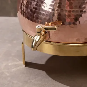 Copper Hammered Eco-Friendly Drink Dispenser with Lid Modern Style Large Capacity for Home Party Wedding Use - Product Image 2