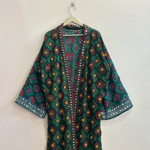 Hand Embroidered Long Boho Kimono Robe <b>Bridesmaid</b> Gift Women <b>Cover</b> <b>Up</b> - Product Image 1