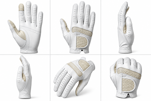 Darib Impex White Genuine <b>Leather</b> Golf <b>Glove</b> Unisex Breathable Hook And Loop Closure - Product Image 3