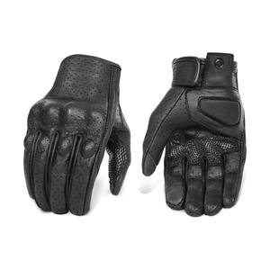 Gants de moto Samroz Sports en cuir véritable, respirants, écologiques, compatibles écran tactile, antidérapants, quatre saisons, unisexes, doux - Product Image 1