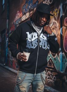 Sweat à capuche imprimé en relief de créateur, logo personnalisé, coton épais, coupe ample, graphique 3D, streetwear Y2K, style hip-hop, automne - Product Image 4