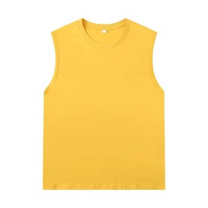 Camiseta sin mangas transpirable de punto para hombre con logo frontal personalizado, cuello redondo, 100% algodón, chaleco deportivo informal - Product Image 3