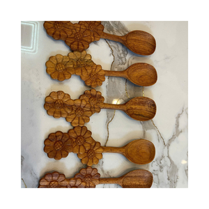 Cuillère de cuisine en bois faite à la main, ustensile de cuisson en bois naturel, cuillère de service réutilisable pour la cuisson quotidienne, le mélange et la pâtisserie - Product Image 2