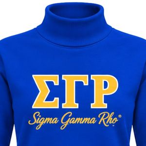 Sudadera de cuello alto azul para mujer Sigma Gamma Rho con gráfico de hermandad griega, jersey de manga larga informal estilo universitario y urbano, personalizable - Product Image 5
