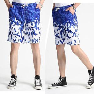 <b>Men's</b> Blue Floral Print Board Shorts Quick Dry Elastic Waist Casual Swim <b>Trunks</b> with Pockets - Product Image 2