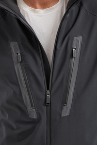 Men's <b>Black</b> Hooded Waterproof Windproof Sporty Puffer <b>Jacket</b> with Zipper Closure Regular Fit Polyester/Cotton Shell Winter Wear - Product Image 3