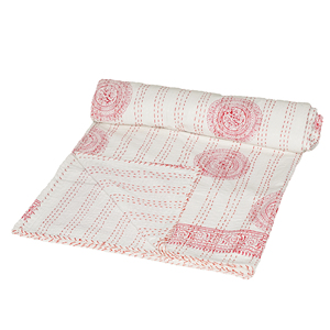 Handmade Organic Cotton Kantha <b>Quilt</b> Floral Printed Reversible Bohemian Fluffy Washable Bedspread for Home & Hotel Decor - Product Image 1