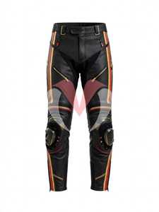 Conjunto de Chaqueta y Pantalones de Motociclismo para Hombre, en Cuero Negro y Cobre, Resistente al Viento, con Bloques de Color y Mangas Largas - Product Image 3