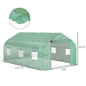 Invernadero Hidropónico Portátil de 11.5 PIES X 10 PIES X 6.5 PIES con Ventanas Verde Oscuro y Estructura de Hierro - Product Image 3