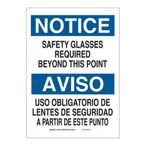 Panneau de signalisation bilingue (anglais/espagnol) « Lunettes de sécurité requises » 14x10 pouces en polycarbonate pour laboratoire et entrée - Product Image 2