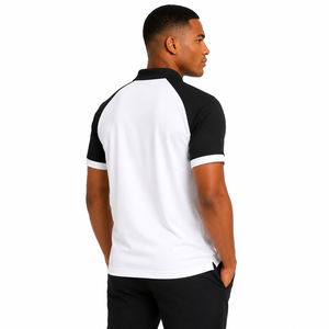 Wholesale Men's Knitted Pique Cotton Raglan Sleeve Shirt Zipper Placket Contrast Panel Sportswear Breathable Anti-Wrinkle Tennis - Product Image 6