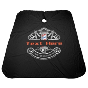 Capa de Barbero Profesional Impermeable Negra con Diseño Clásico de Poste de Barbero y Tijeras, Material de Nylon para Cortes y Afeitados - Product Image 4