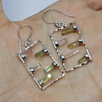 Hochwertige Grüne Turmalin-Ohrringe Silber Edelstein Hängeohrringe Oktober Geburtsstein Schmuck zum Fabrikpreis