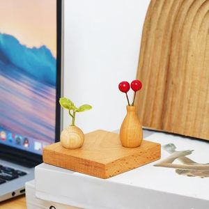 Handmade Wooden Tabletop <b>Vase</b> Modern Minimalist Decorative Flower Holder <b>Mini</b> Floral Display for Home Wedding Decor Gift - Product Image 1
