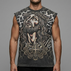 เสื้อกล้ามพิมพ์ลายกราฟิกตามสั่ง ผ้าเจอร์ซีย์คอตตอน 100% เนื้อผ้านุ่ม สไตล์วินเทจ แขนกุด สำหรับทุกเพศ สวมใส่สบาย - Product Image 5
