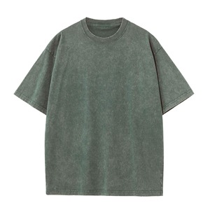 T-shirt en coton bleu oversize pour homme, col rond, manches courtes, décontracté, uni, en jersey tricoté, coupe ample avec épaules tombantes - Product Image 5