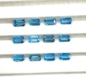 Topacio Azul Natural, Corte Octogonal, Facetado, Piedras Sueltas de 4MM y 6MM, Calibradas, Certificadas por Terceros, Venta al Por Mayor de Joyería - Product Image 2