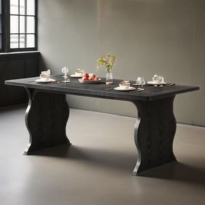 Tavolo da Pranzo Moderno Rettangolare Nero da 63 Pollici per 4-6 Persone, per Uso in Cucina - Product Image 6